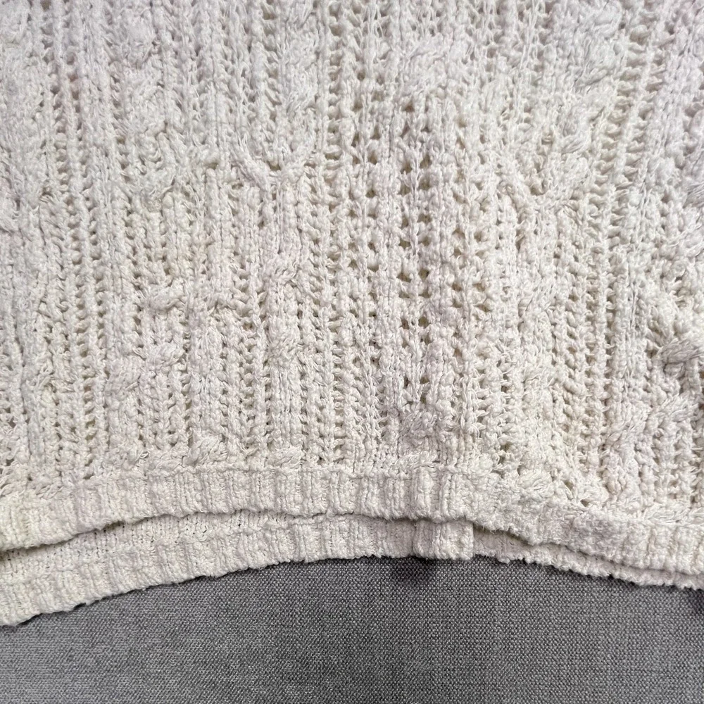 Free People Cropped Sweater Womens 2XS Cream Chunky Knit Mock Neck Pullover